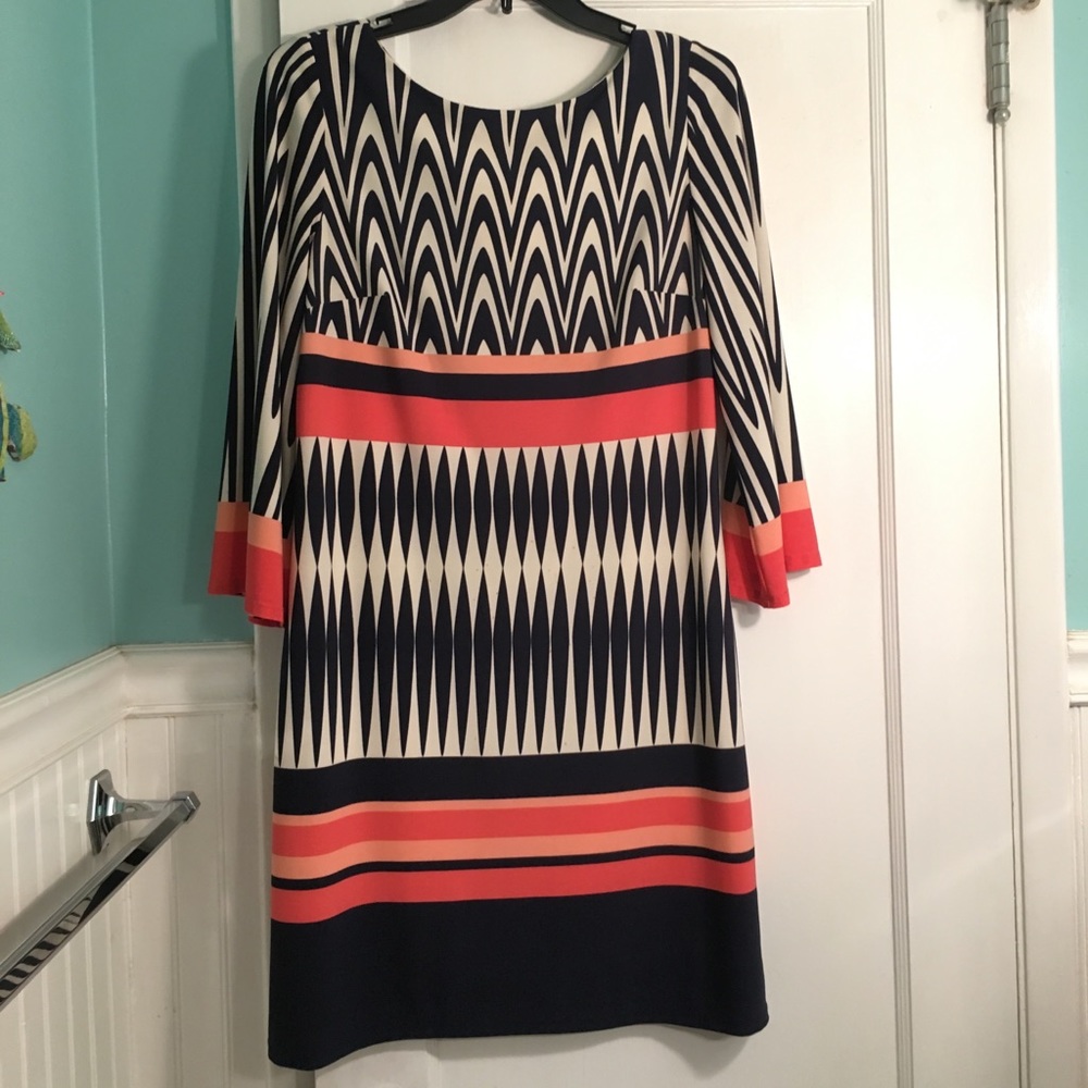 Eliza J multicolor 3/4 length sleeve sheath dress